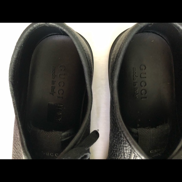 GUCCI Men’s Camelot Black Leather Sneakers 10US - Picture 3 of 11